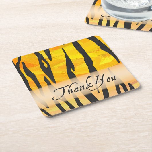 Wild Animal Tiger Stripe Hartelijk dank Kartonnen Onderzetters (Schuin)