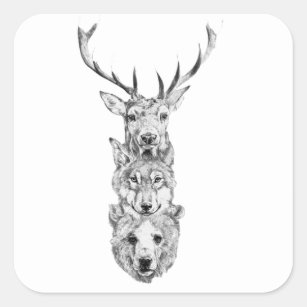 Wild Animal Trio Vierkante Sticker