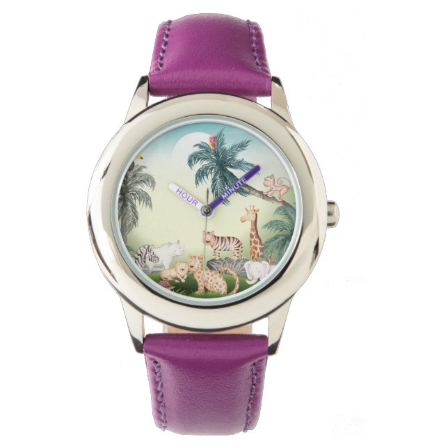 wild Animal With Jungle Tree Horloge (Voorkant)