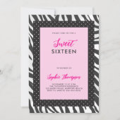 Wild Animal Zebra Hot Roze Zwart Wit Sweet 16 Kaart (Voorkant)