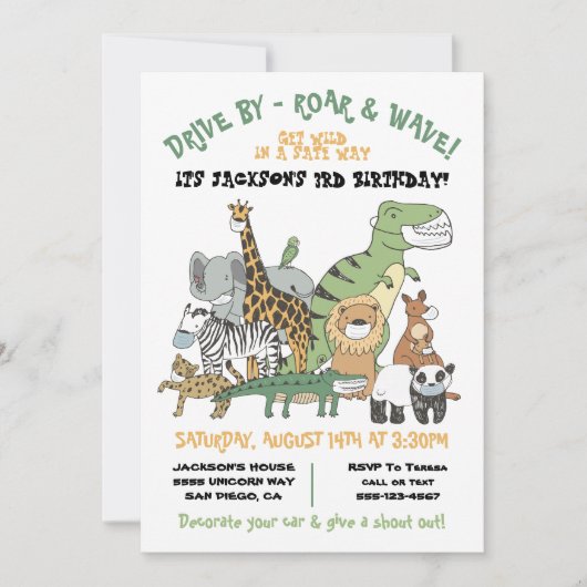 Wild Animals Drive beroemd gemaakt door Birthday P Kaart (Voorkant)