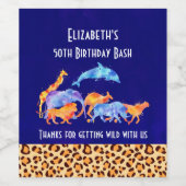 Wild Animals en Leopard Print Verjaardag Bedankt Wijn Etiket (Enkel label)