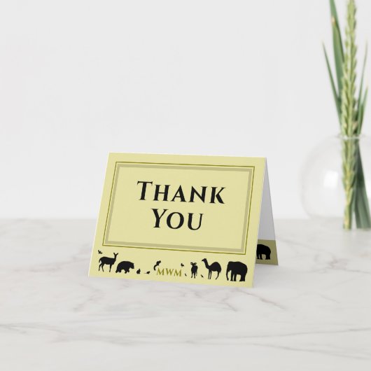 Wild Animals Initials Folded Thank You Card Bedankkaart (Voorkant)