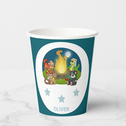 Wild Animals Jungle Camping Birthday Party Kids Papieren Bekers (Voorkant)