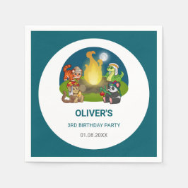 Wild Animals Jungle Night Camping Birthday Party  Servet