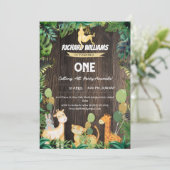 Wild Animals oerwoud Thema Kinder safari Verjaarda Kaart (Staand voorkant)