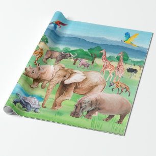 Wild animals of Africa on the background of the sa Cadeaupapier