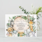 Wild Animals Safari Greenery Baby shower per post Kaart (Staand voorkant)