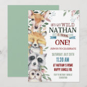 Wild Animals Verjaardagsfeest uitnodiging (Voorkant / Achterkant)