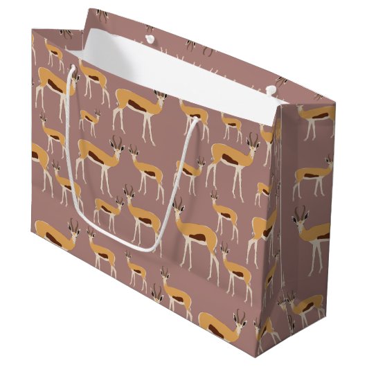 Wild Antelope Animal Pattern Groot Cadeauzakje (Voorkant Gekanteld)