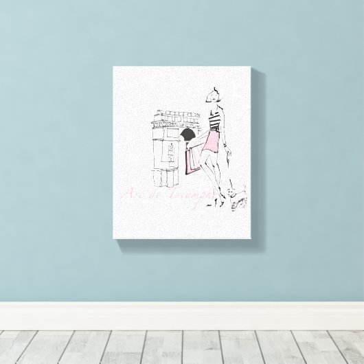 Wild Apple | Arc De Triomphe - Girly Sketch Canvas Afdruk (Insitu (Houten vloer))