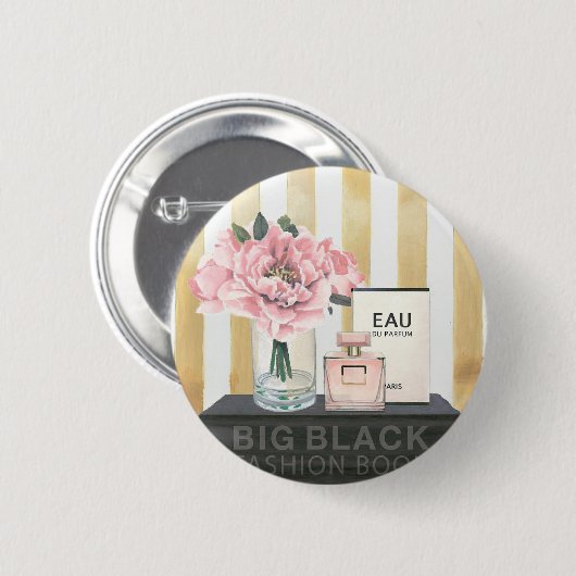 Wild Apple | Big Mode Book - Striped Ronde Button 5,7 Cm (Voorkant /achterkant)