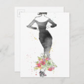 Wild Apple | Chic Floral Dress Sketch Briefkaart (Voorkant / Achterkant)