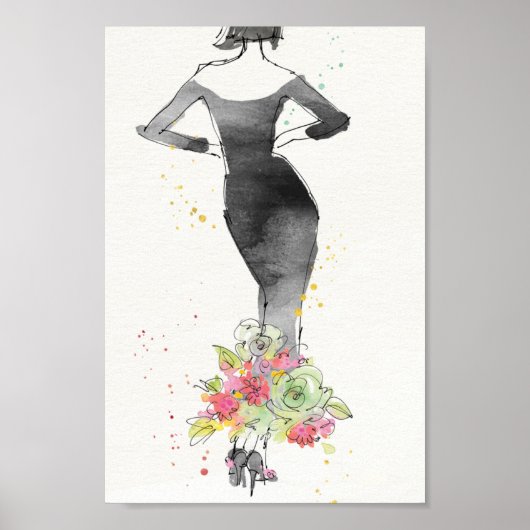 Wild Apple | Chic Floral Dress Sketch Poster (Voorkant)