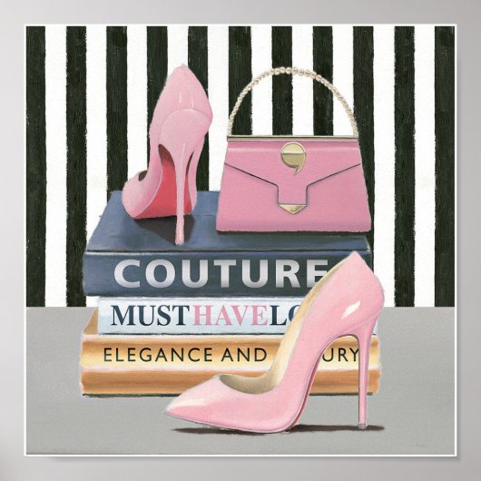 Wild Apple | Coupure stripes — schoenen en tas Poster (Voorkant)
