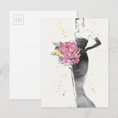 Wild Apple | Floral Mode Dress Sketch Briefkaart (Voorkant / Achterkant)