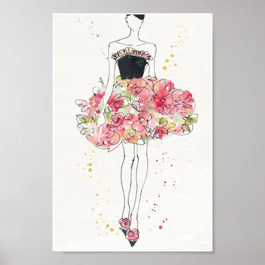 Wild Apple | Glamoureus Floral Dress Sketch Poster (Voorkant)