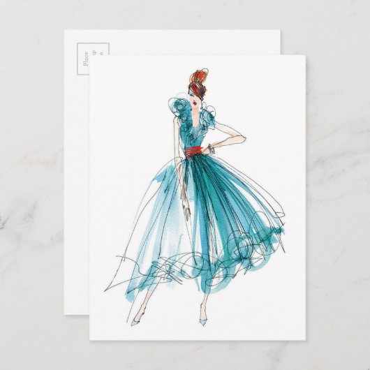 Wild Apple | Haute Couture Mode Sketch Briefkaart (Voorkant / Achterkant)