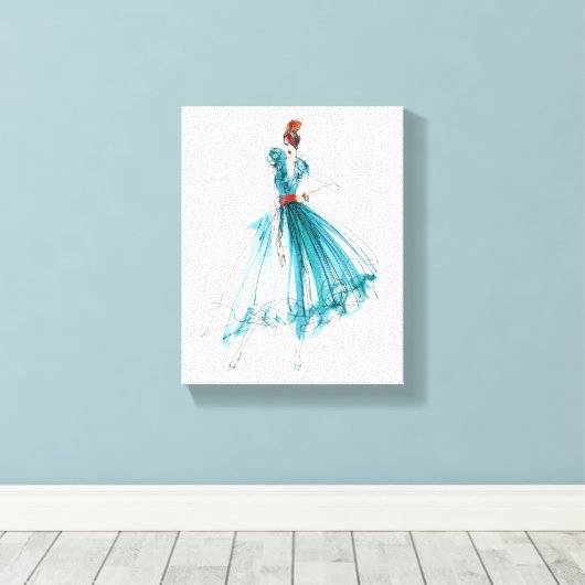 Wild Apple | Haute Couture Mode Sketch Canvas Afdruk (Insitu (Houten vloer))