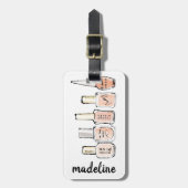 Wild Apple | Modern Pink Nail Poolse Schets Bagagelabel (Voorkant verticaal)