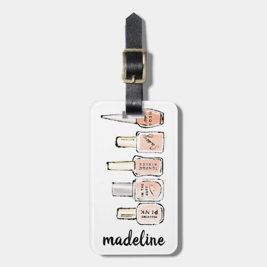 Wild Apple | Modern Pink Nail Poolse Schets Bagagelabel (Voorkant verticaal)