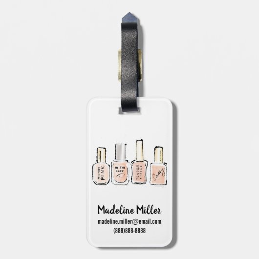 Wild Apple | Modern Pink Nail Poolse Schets Bagagelabel (Achterkant verticaal)