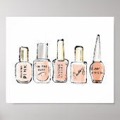 Wild Apple | Modern Pink Nail Poolse Schets Poster (Voorkant)