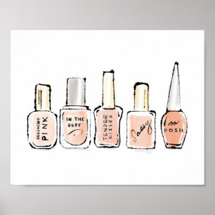 Wild Apple   Modern Pink Nail Poolse Schets Poster
