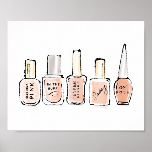 Wild Apple | Modern Pink Nail Poolse Schets Poster (Voorkant)