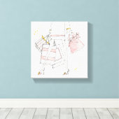 Wild Apple | Moderne roze Mode schets Canvas Afdruk (Insitu (Houten vloer))