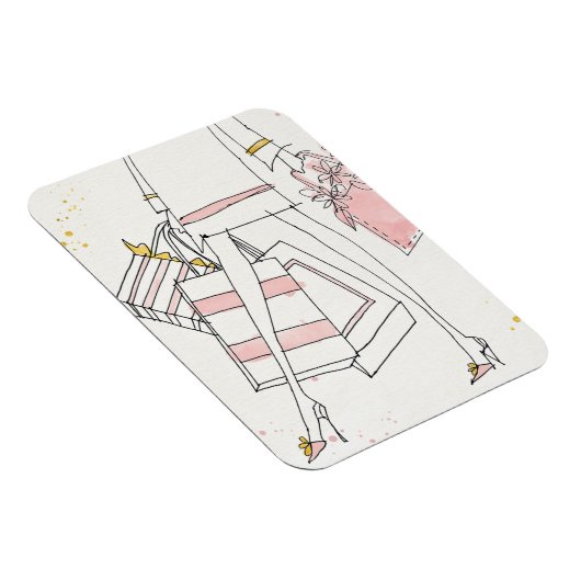 Wild Apple | Moderne roze Mode schets Magneet (Rechterzijde)