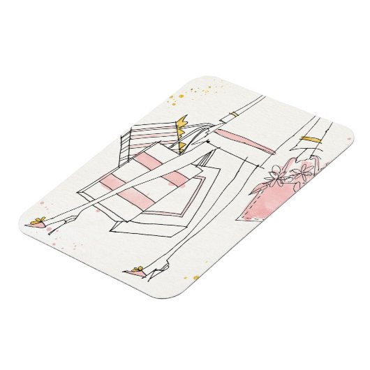 Wild Apple | Moderne roze Mode schets Magneet (Linkerzijde)