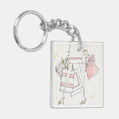 Wild Apple | Moderne roze Mode schets Sleutelhanger (Voorkant Links)