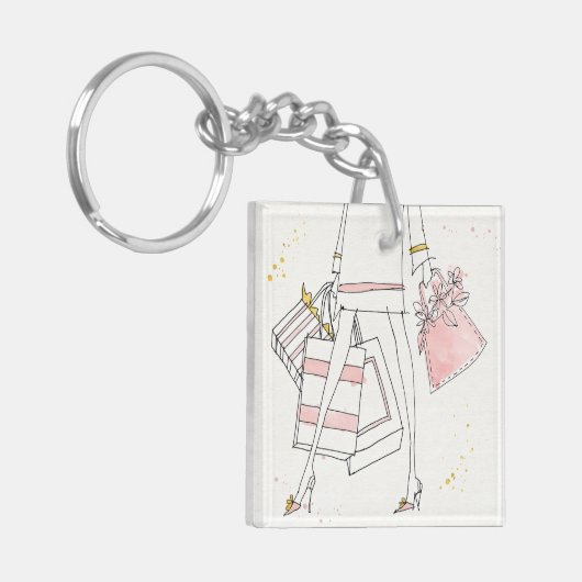 Wild Apple | Moderne roze Mode schets Sleutelhanger (Voorkant Links)