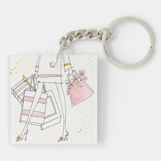 Wild Apple | Moderne roze Mode schets Sleutelhanger (Achterkant)