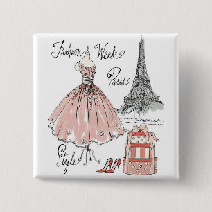 Wild Apple Stijl Mode week Parijs Vierkante Button 5,1 Cm