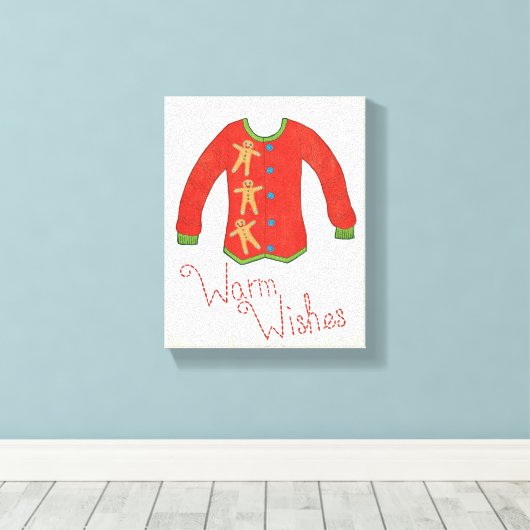 Wild Apple | Warm Wishes - Gingerbrood Man Canvas Afdruk (Insitu (Houten vloer))