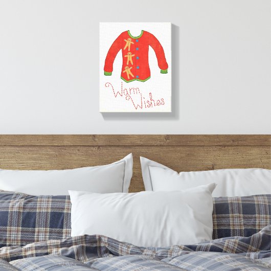 Wild Apple | Warm Wishes - Gingerbrood Man Canvas Afdruk (Insitu (Slaapkamer))