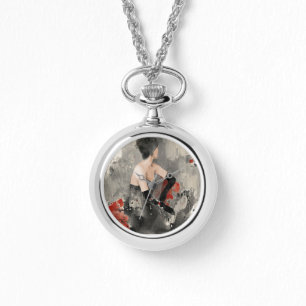 Wild Apple    Waterverf Vrouw Horloge