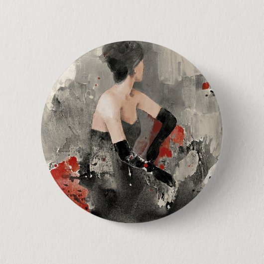 Wild Apple | Waterverf Vrouw Ronde Button 5,7 Cm (Voorkant)