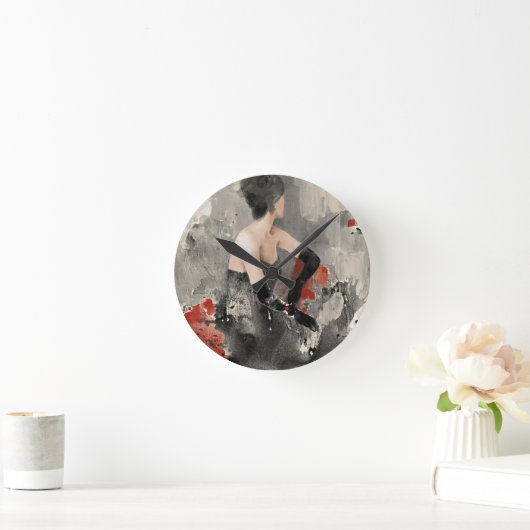 Wild Apple |  Waterverf Vrouw Ronde Klok (Huis)