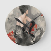 Wild Apple |  Waterverf Vrouw Ronde Klok (Voorkant)