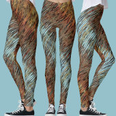 Wild Aqua Blue Brown en Oranje Tribal Abstract Leggings