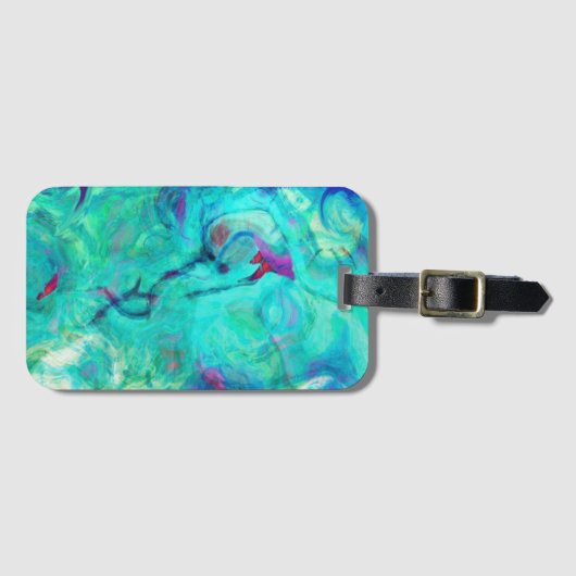 Wild Aqua Water Abstracte Kunst Bagagelabel (Voorkant (horizontaal))