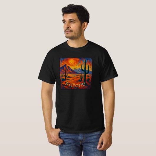 Wild Arizona - Levendig woestijnlandschap met cact T-shirt (Voorkant volledig)