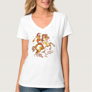 "Wild As Heck" Cute, Cool & Retro Cowgirl Art T-shirt