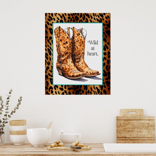 Wild at Heart – Cheetah Cowgirl Boots Poster Art (Keuken)