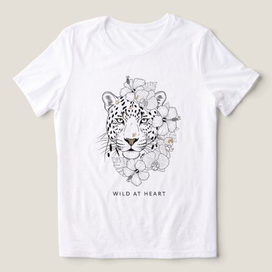 Wild at Heart – Elegante Luipaard en Bloemlijn Art Tri-Blend Shirt (Design voorkant)