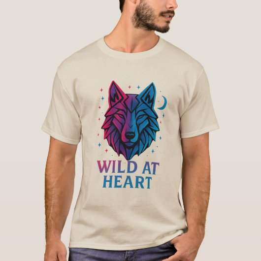 Wild at Heart Neon Wolf - Geometrische dierenkunst T-shirt (Voorkant)
