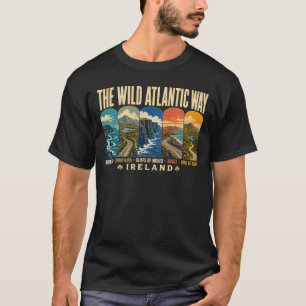 Wild Atlantic Way Ierland Landmarks Illustratie T-shirt